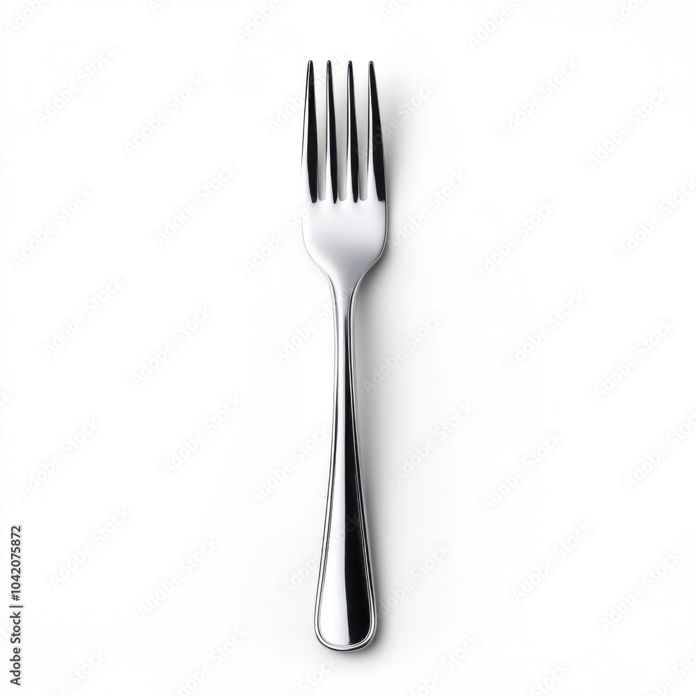 Silver Fork on White Background in Minimal Style Silver Fork on White Background in Minimal Style