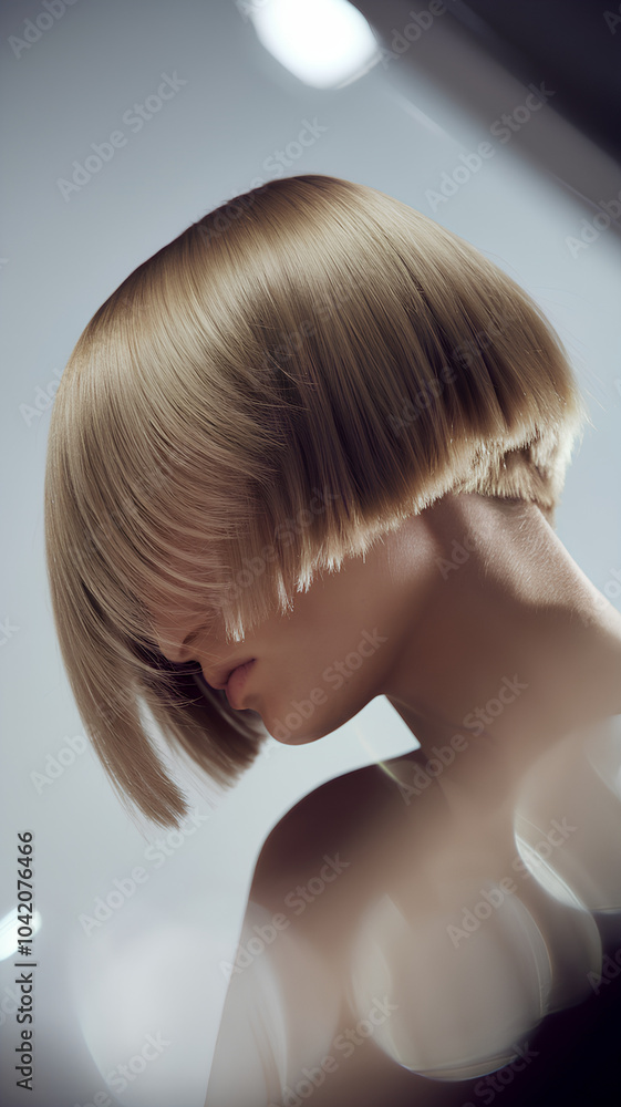 Fototapeta premium Long hair in front short in back, inverted bob haircut