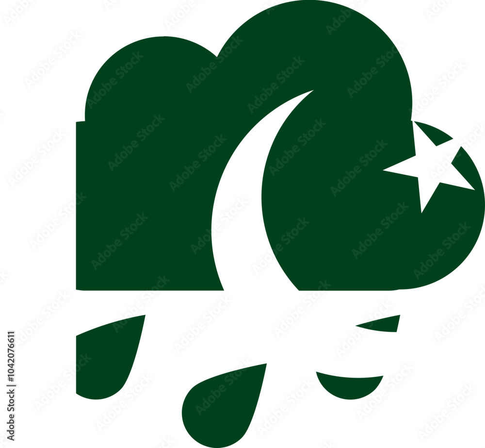 Pakistan flag on Rain Drops Icon Pakistan flag on Rain Drops Icon