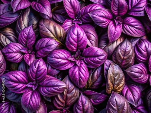 Vegan Watercolor Pattern Featuring Purple Basil for Culinary Designs and Eco-Friendly Projects