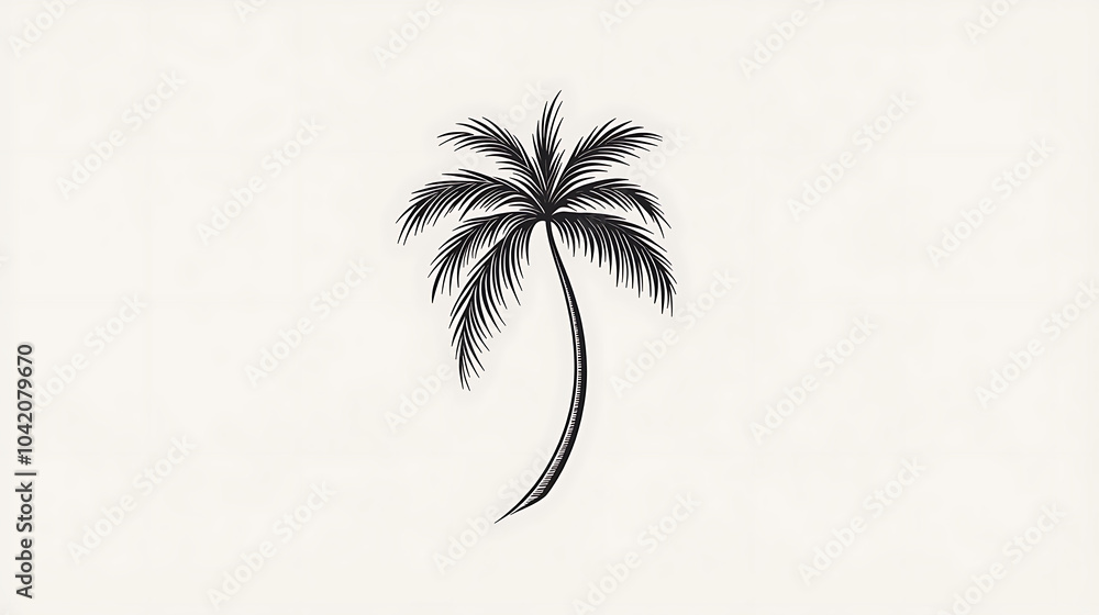 Fototapeta premium simple and elegant palm tree illustration featuring detailed fronds and slender trunk, perfect for various design projects. This vector art captures tropical vibe