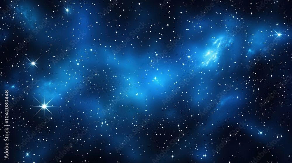 Fototapeta premium Abstract dark space background featuring a beautiful blue night sky filled with stars and nebulae. This cosmic scene captures the vast expanse of the galaxy, with glowing starlight and ethereal nebula