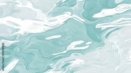 Gentle water ripples painted in pale turquoise create serene and calming atmosphere. smooth, flowing patterns evoke sense of tranquility and peace