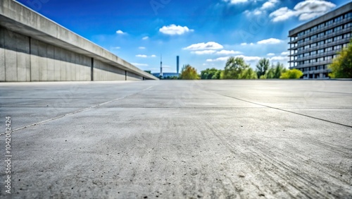 Concrete surface texture in foreground with wide-angle perspective