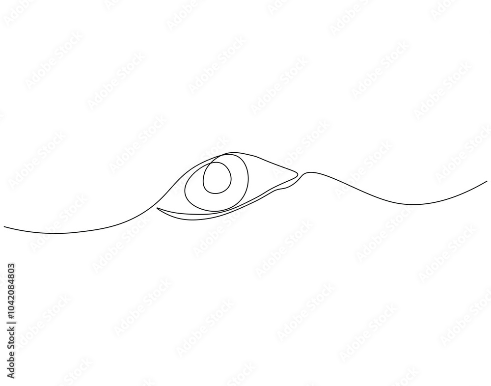 Fototapeta premium Continuous one line drawing of eye. One line drawing illustration of symbol of vision. World eye day concept single line. Editable outline