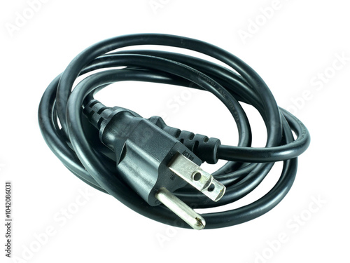 Canvas Print Black power plug isolated on transparent background.