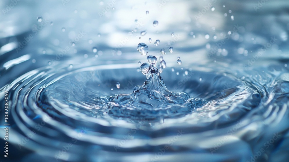 Water droplets creating ripples on the surface of still water Water droplets creating ripples on the surface of still water