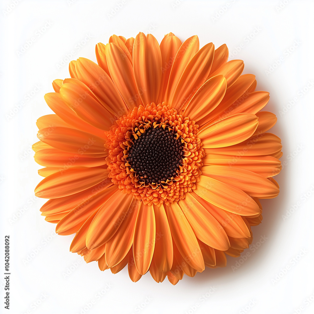 Top View of a Vibrant Yellow Gerbera Daisy Isolated on White Background Top View of a Vibrant Yellow Gerbera Daisy Isolated on White Background