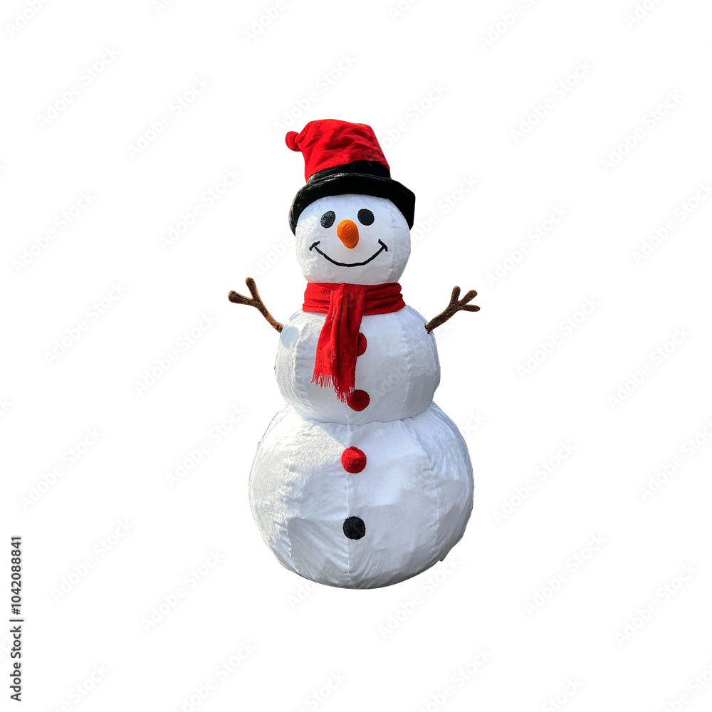 Cheerful Snowman With Red Scarf and Hat Cheerful Snowman With Red Scarf and Hat