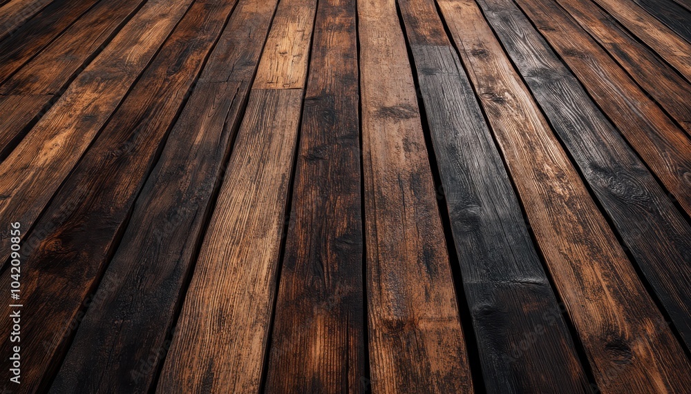 A close-up view of wooden floor planks, showcasing rich textures and varying shades of brown, creating a warm and rustic atmosphere. A close-up view of wooden floor planks, showcasing rich textures and varying shades of brown, creating a warm and rustic atmosphere.
