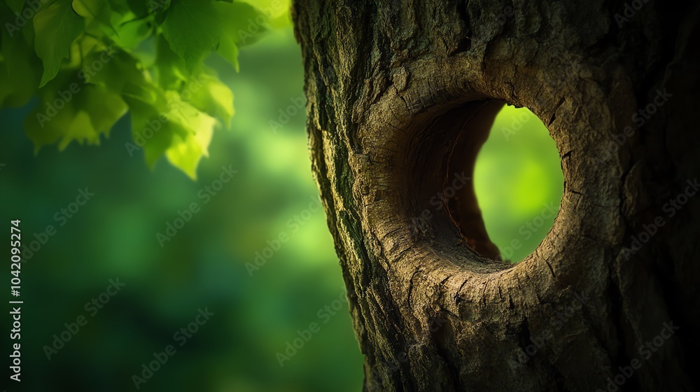 Obraz premium A round hole in a tree trunk.