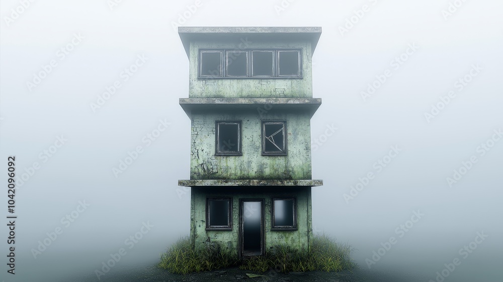 Abandoned House in Foggy Landscape Abandoned House in Foggy Landscape