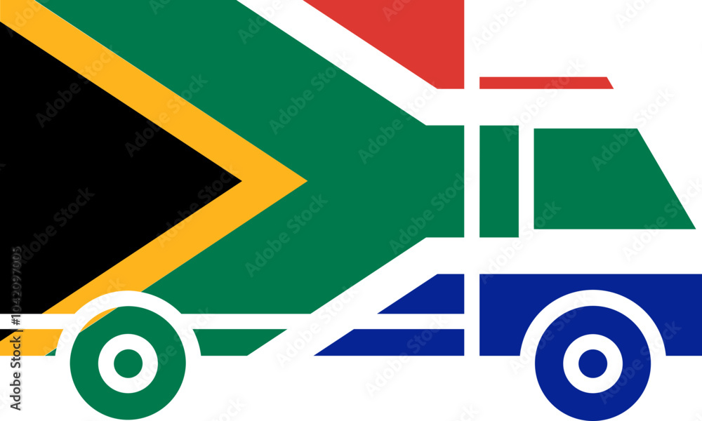 Truck Icon of South Africa Flag Truck Icon of South Africa Flag