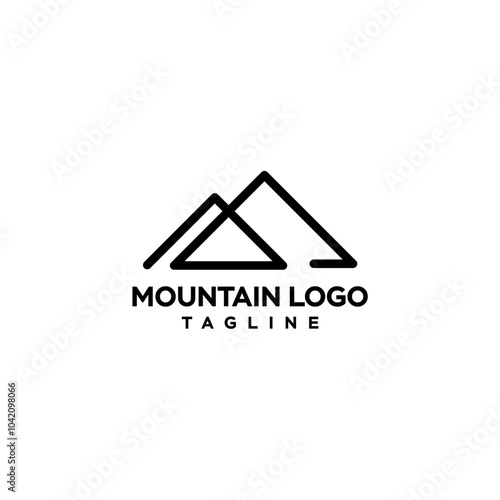 line art mountain logo design