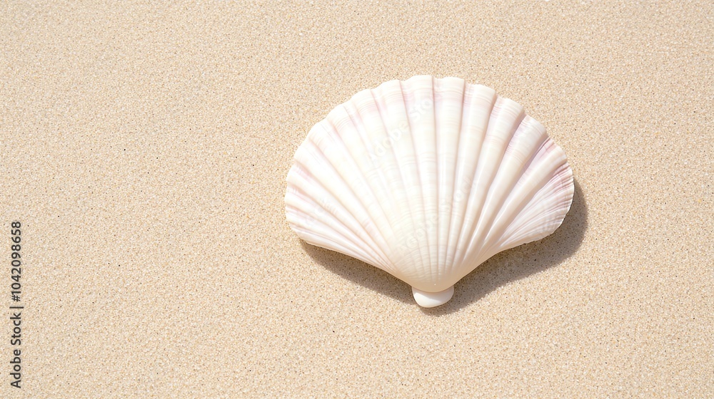 White seashell on a sandy beach. White seashell on a sandy beach.