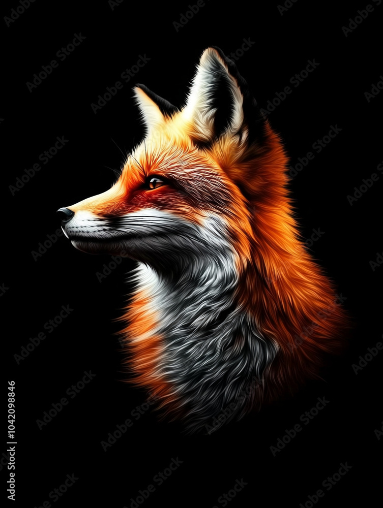Obraz premium fox in profile on a black background