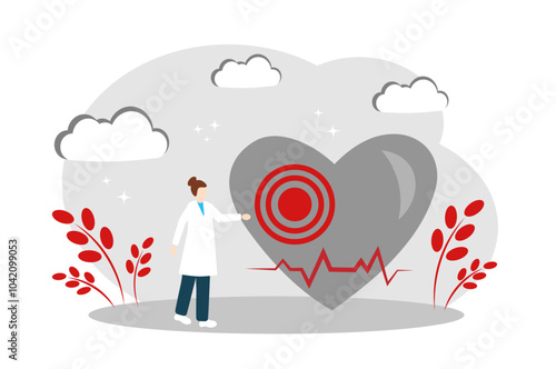 Pain in the heart. Infarct. Cardiolologist treats the heart