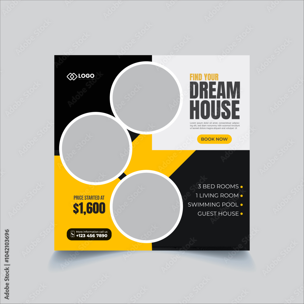 Real Estate Social Media Post Template, Editable Modern Home Sale Social Media Promotion Real Estate Social Media Post Template, Editable Modern Home Sale Social Media Promotion