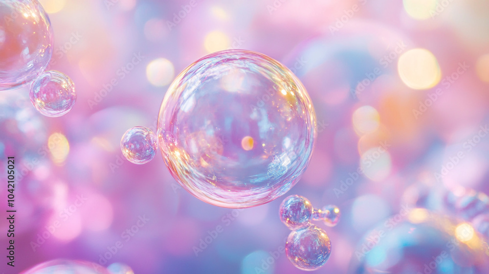 Colorful soap bubbles floating in a dreamy background filled with soft pastel hues Colorful soap bubbles floating in a dreamy background filled with soft pastel hues