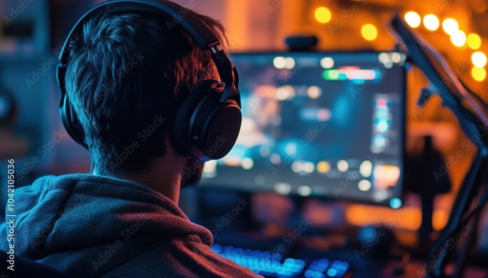 Led Keyboard Copy Space Highlighted In Streamer'S Studio Room Gaming Setup Background Image With Emphasis On Gaming Setup And Streamer'S Studio Room. Led Keyboard Copy Space Highlighted In Streamer'S Studio Room Gaming Setup Background Image With Emphasis On Gaming Setup And Streamer'S Studio Room.