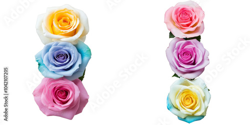 Rainbow Rose Bouquet Isolated on White Background, rose, rainbow, flower, bouquet photo