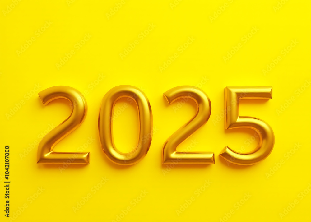The year 2025 is prominently displayed in golden letters against a vibrant yellow backdrop. The year 2025 is prominently displayed in golden letters against a vibrant yellow backdrop.