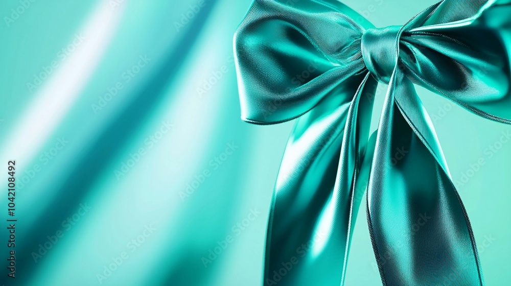 Elegant Turquoise Satin Ribbon Bow for Stylish Gift Wrapping and Decoration Elegant Turquoise Satin Ribbon Bow for Stylish Gift Wrapping and Decoration