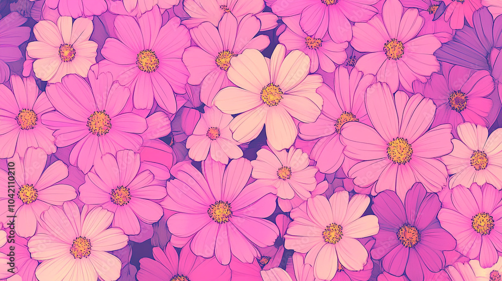 Colorful display of pink and white flowers blooming in a vibrant garden during late spring Colorful display of pink and white flowers blooming in a vibrant garden during late spring