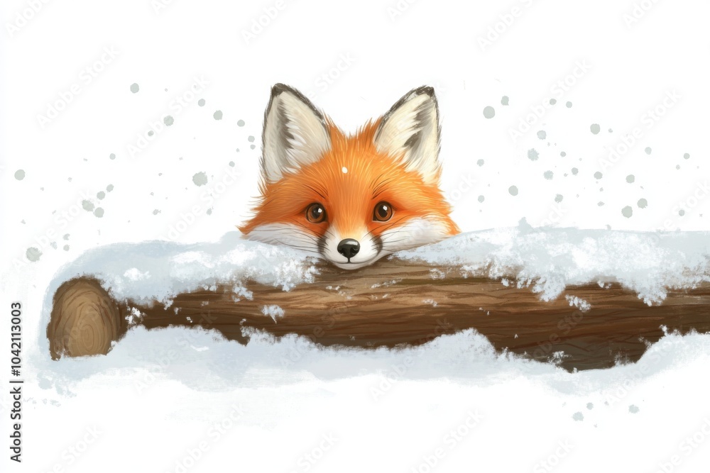 Obraz premium Curious Fox in Snow Cove