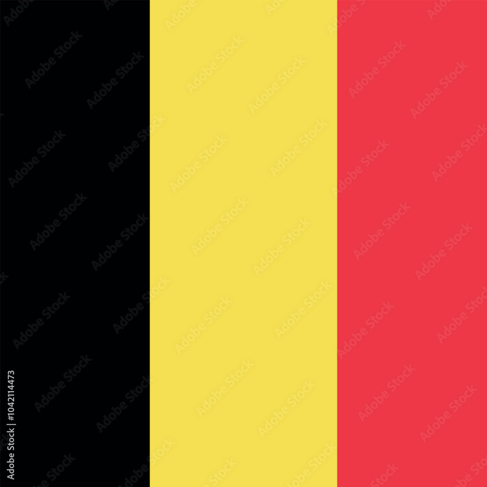 Naklejka premium Square shaped national flag of the European country of BELGIUM