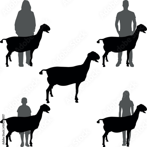 Nubian Goat Goat Show Vector File, Livestock Judging Vector, Farm Girl Boy Vector, 4-H, FFA Show - Vector Art 