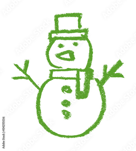 Snowman Christmas Related Icon Crayon Chalk Drawing Vector