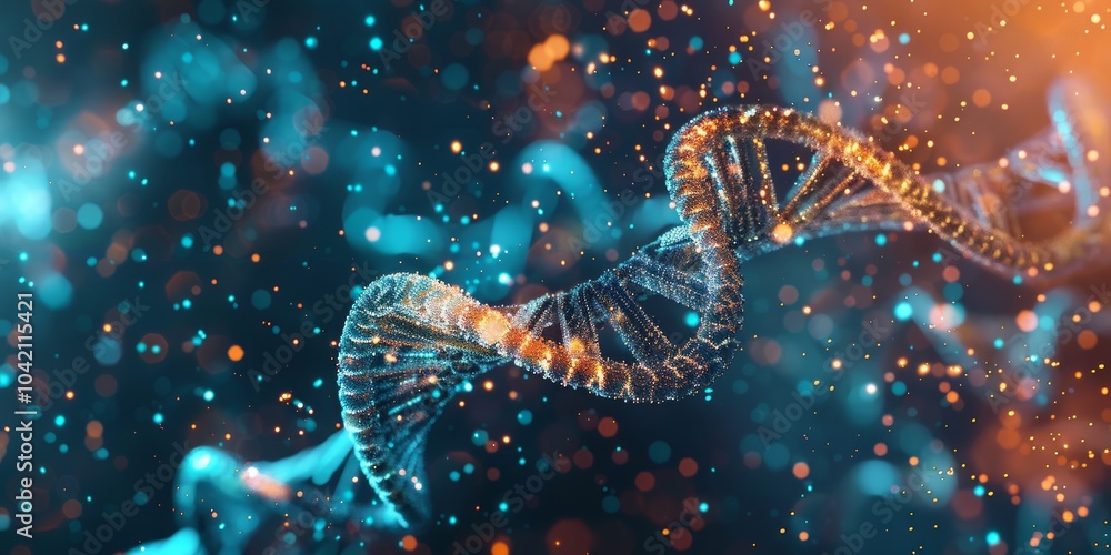 DNA Double Helix in Sparkling Background DNA Double Helix in Sparkling Background