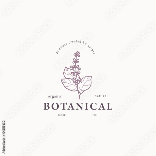 Line art holy basil or tulsi logo