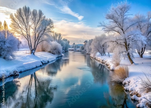 Winter Serenity Along the Henares River in Alcalá de Henares Next to M300 Road photo