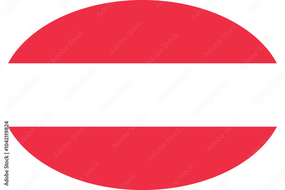 Oval shaped national flag of the European country of AUSTRIA Oval shaped national flag of the European country of AUSTRIA
