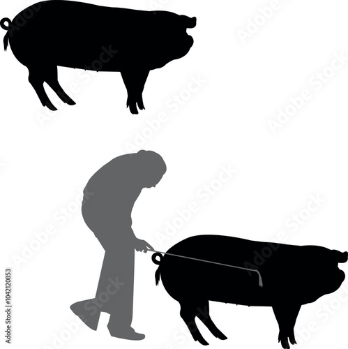Landrace Pig Show Vector File, Livestock Judging Vector, Farm Girl Boy Vector, 4-H, FFA Show - Vector Art 