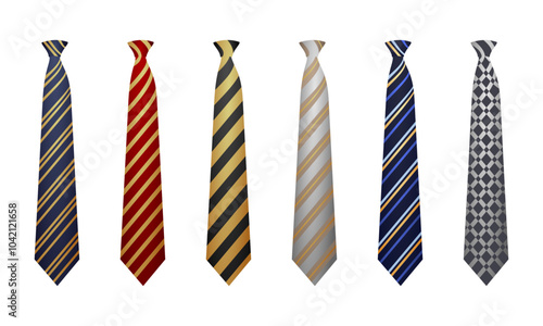 tie or necktie set. modern and trendy style of necktie. vector illustration isolated on white background.
