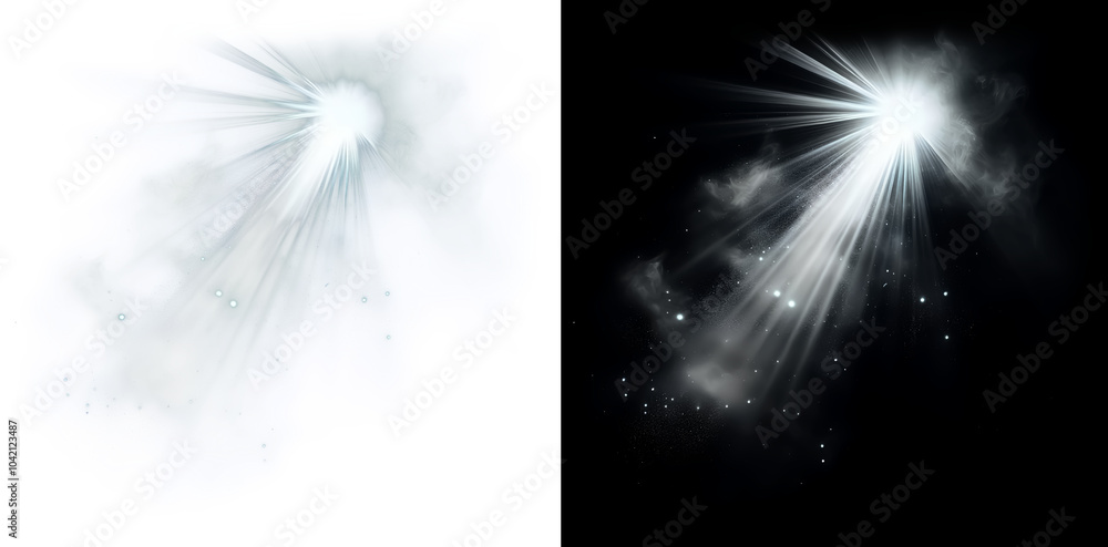 light beam bright, star-like explosion of light radiating outward in a cross shape