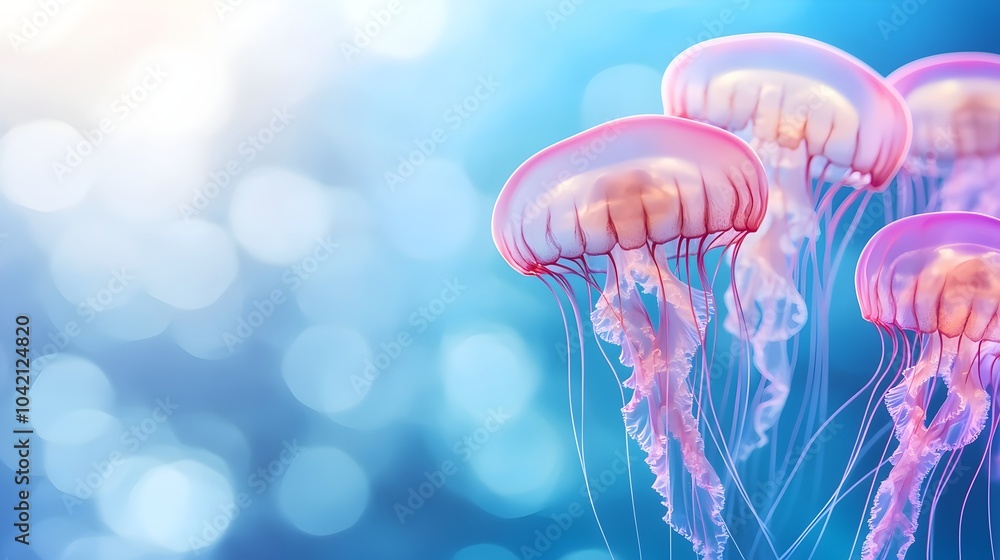 Enchanting Luminous Jellyfish Swarm in Dark Abyss - Surreal Deep Sea Dance of Glowing Creatures in Aquatic Wonderland Enchanting Luminous Jellyfish Swarm in Dark Abyss - Surreal Deep Sea Dance of Glowing Creatures in Aquatic Wonderland
