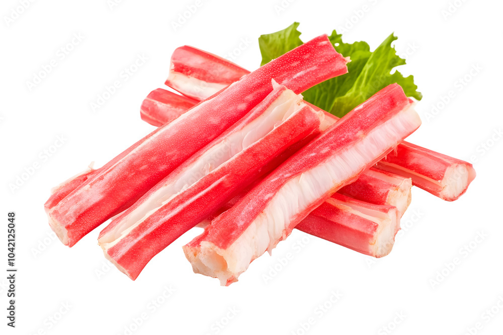 Delicious, fresh crab sticks, crabmeat, isolated on white background. Delicious, fresh crab sticks, crabmeat, isolated on white background.