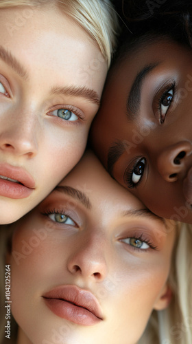 Multi-ethnic diversity and beauty. Group of different ethnicity against a background. 