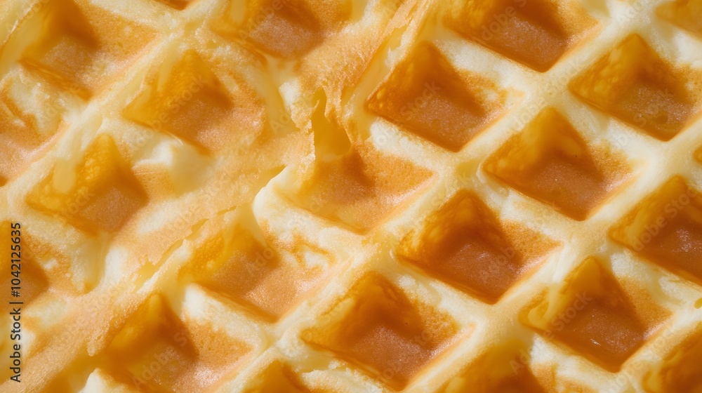 Close-up of a golden waffle, perfect for breakfast. Close-up of a golden waffle, perfect for breakfast.