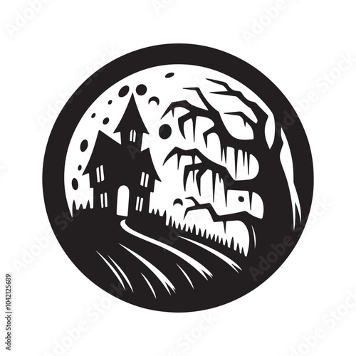 Download Creepy Haunted Halloween Silhouette Vectors for Posters & T-Shirts