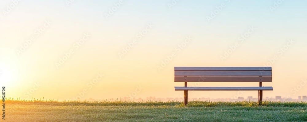 Empty bench at sunrise with clear sky Empty bench at sunrise with clear sky