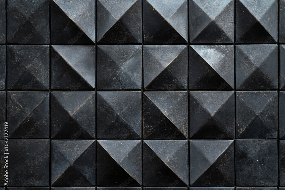 textured, geometric pattern featuring black triangular shapes arranged in a grid textured, geometric pattern featuring black triangular shapes arranged in a grid