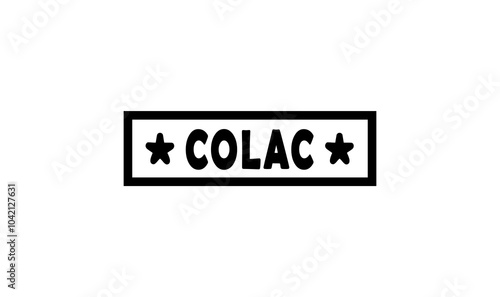 The name of the city Colac is written in black and white retro font