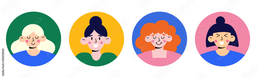 Set of Colorful Cartoon Avatars, Collection of different people, Flat Icons of Diverse Characters Set of Colorful Cartoon Avatars, Collection of different people, Flat Icons of Diverse Characters