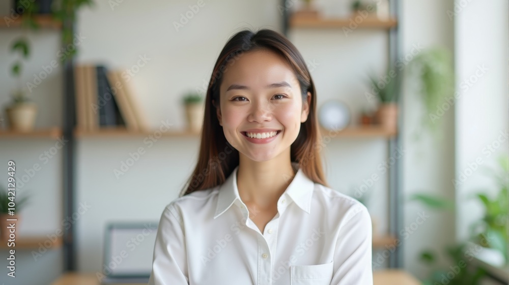 Portrait of a female entrepreneur in a stylish workspace. Portrait of a female entrepreneur in a stylish workspace.