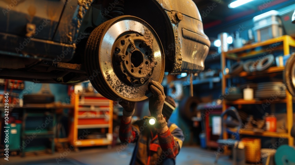 Fototapeta premium Mechanic Repairing a Car